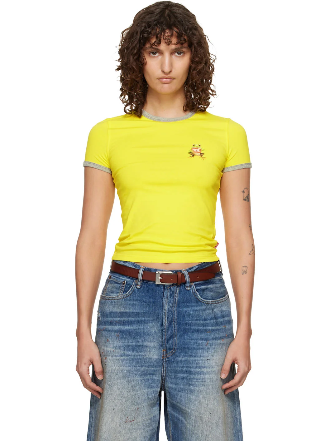 Yellow Slim Frog Print T-shirt - 1