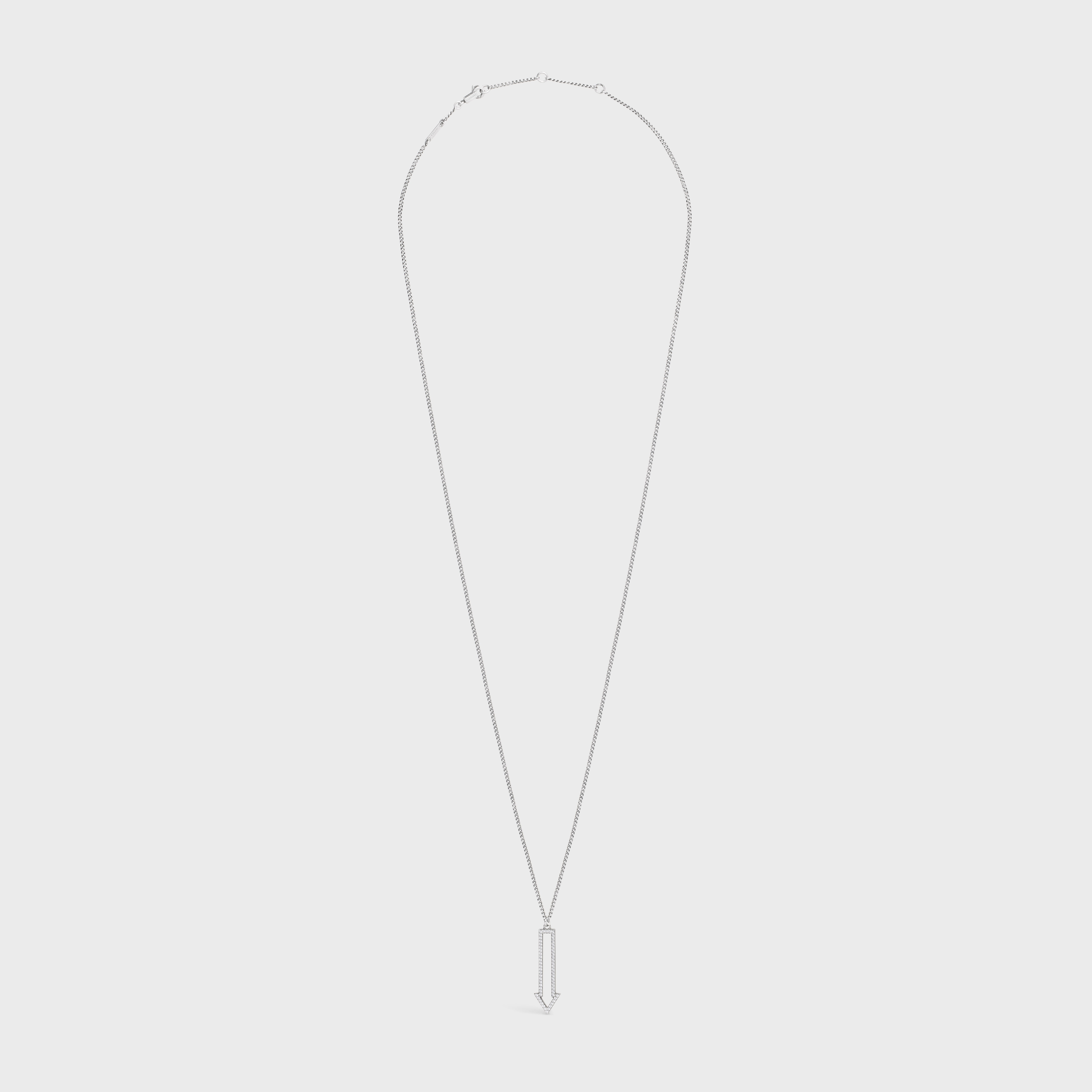 Celine Arrow Necklace in Brass with Rhodium Finish and Crystals - 1