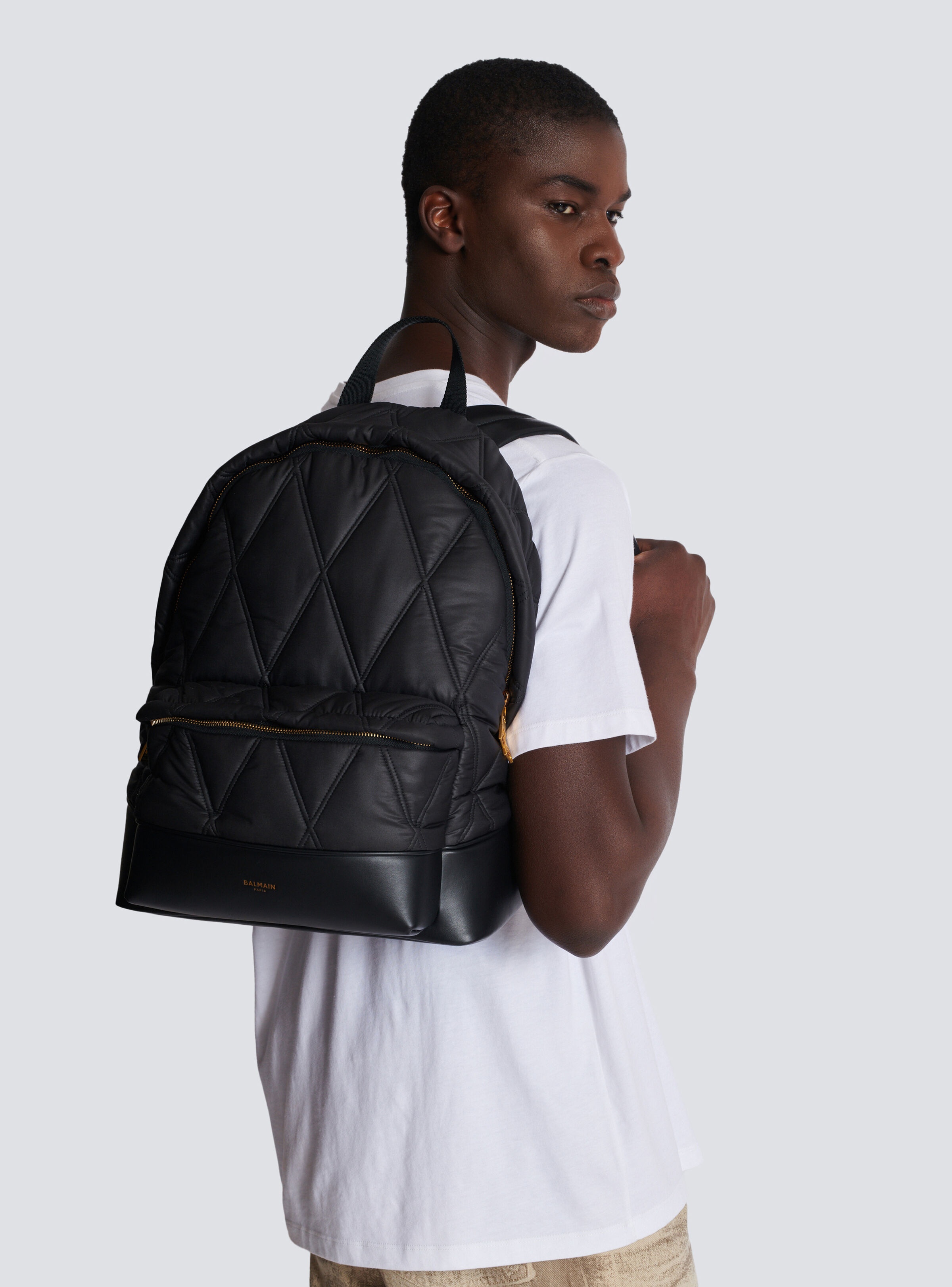 Quilted nylon backpack with diamond motif - 8