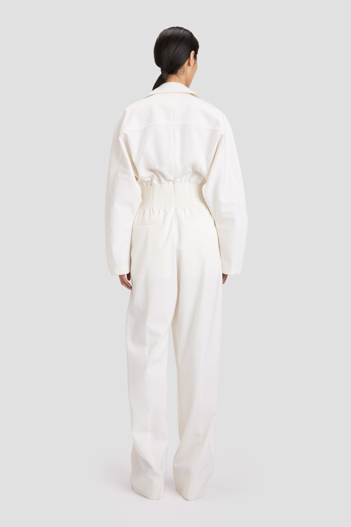 Tab Detail Jumpsuit In Ivory - 5