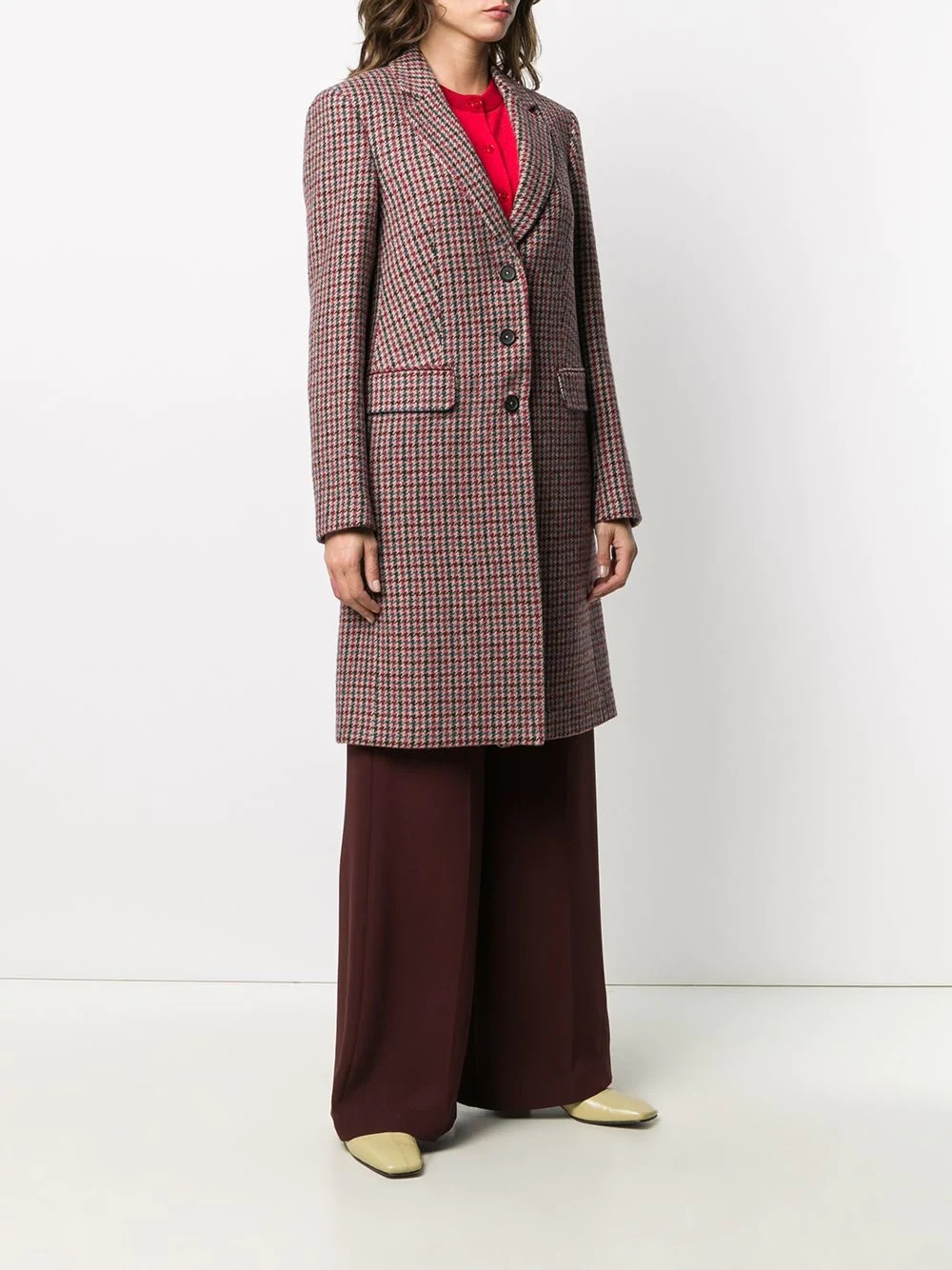 houndstooth single-breasted coat - 3