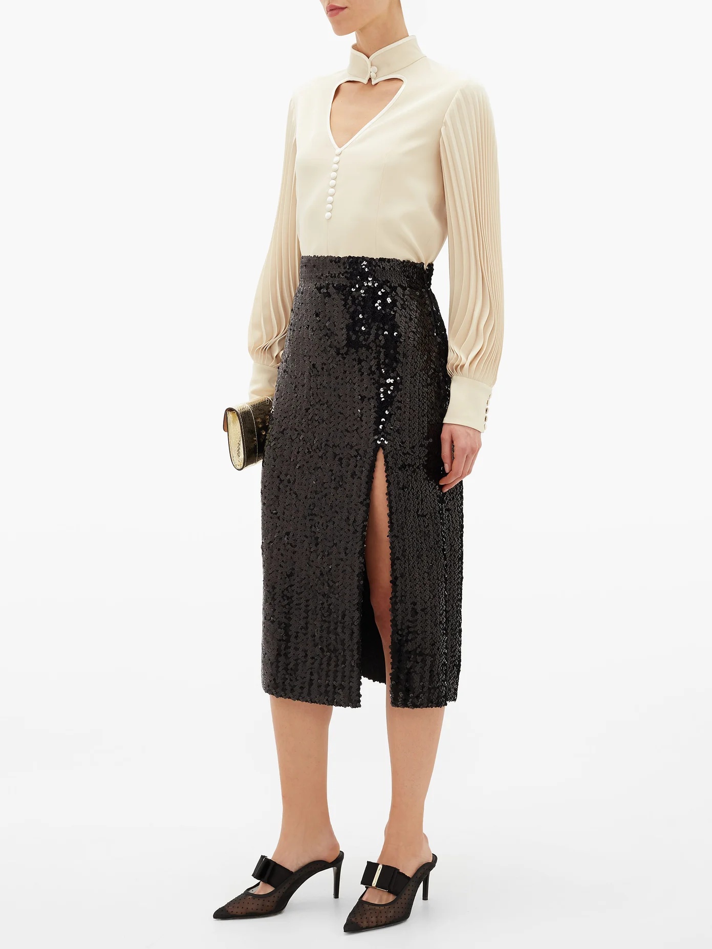 Hem-slit sequinned midi skirt - 2