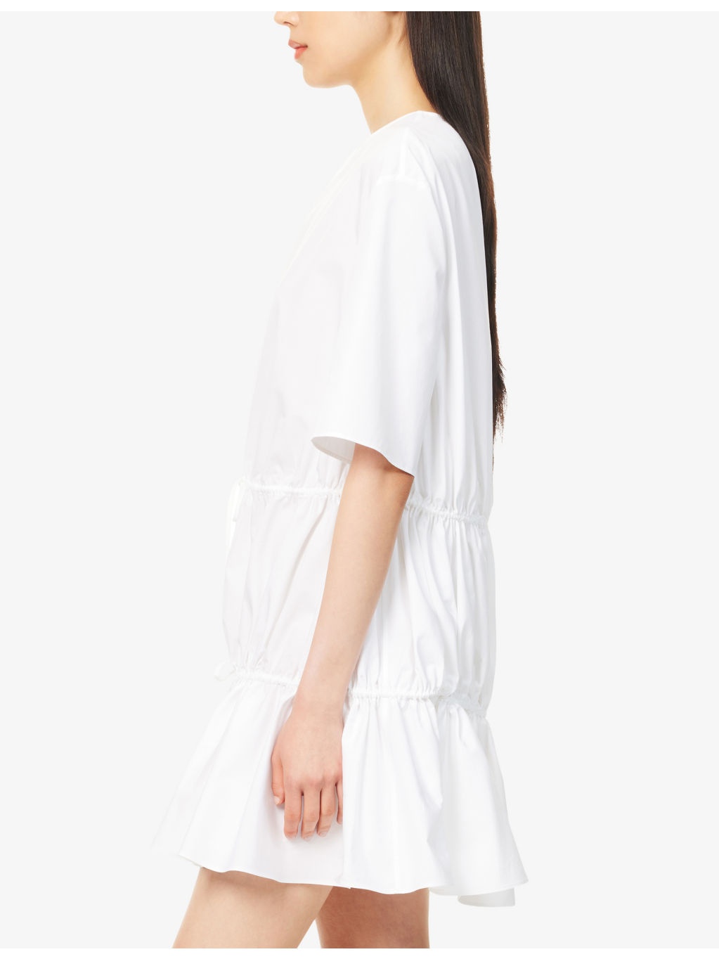 Ruffled Short-Sleeves Cotton Mini Dress - 3