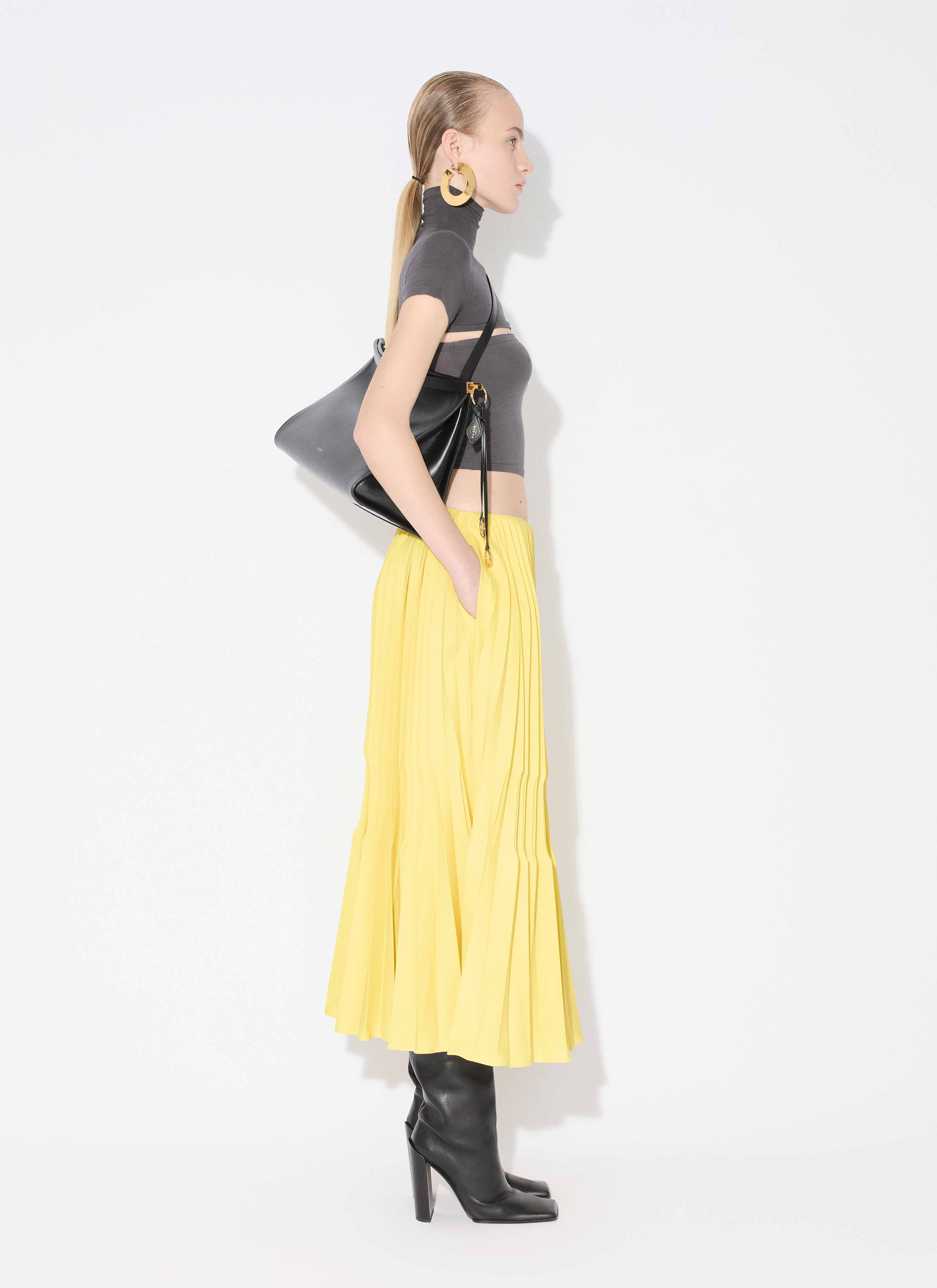 WOOL GABARDINE PLEATED SKIRT - 5