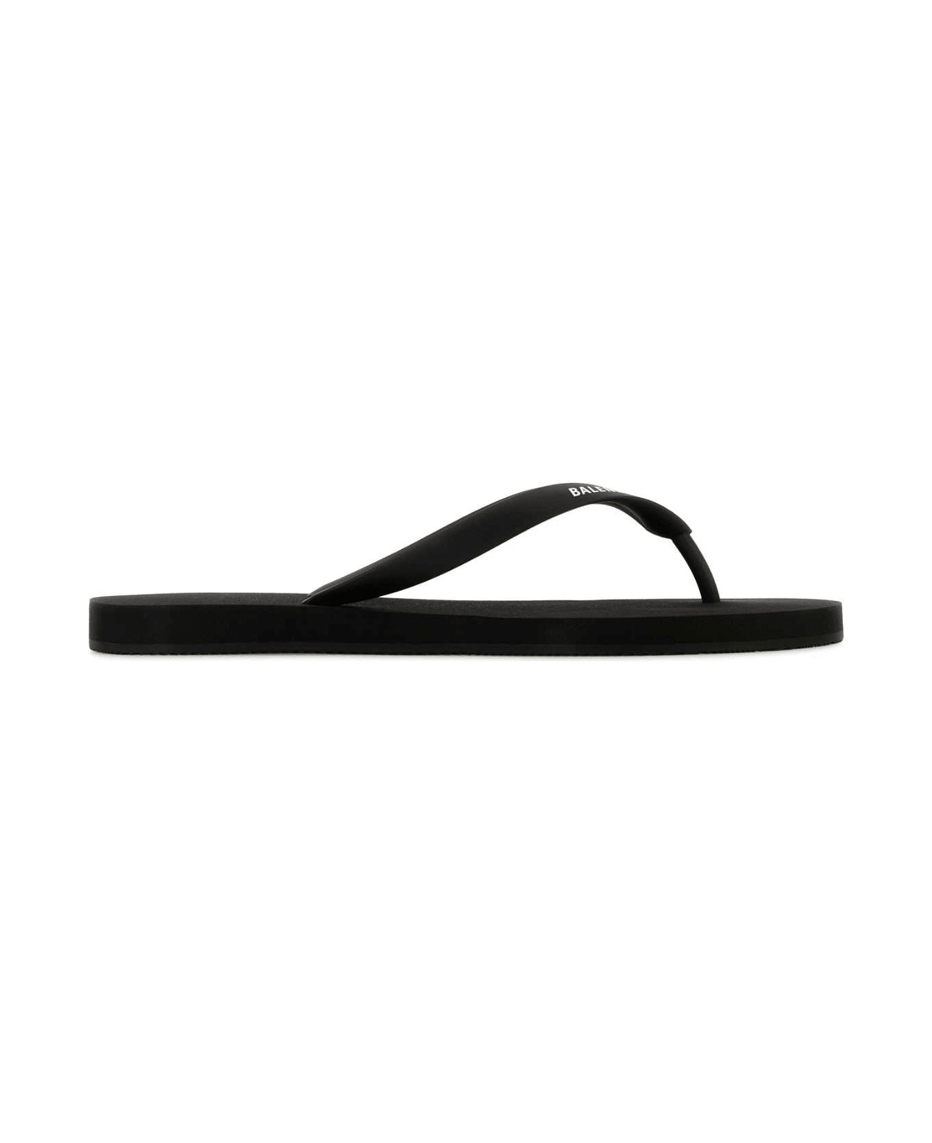 Black Rubber Thong Slippers - 1