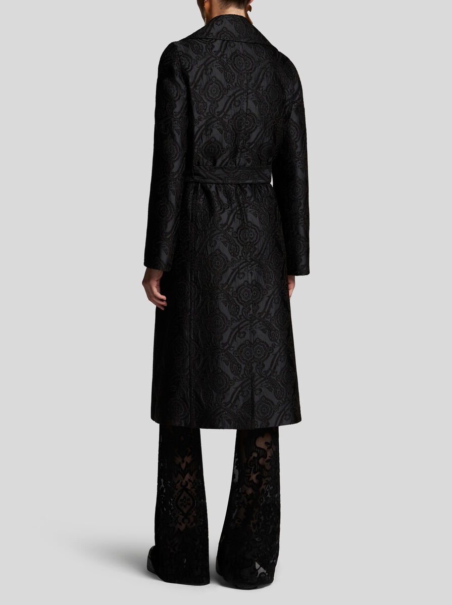 CHENILLE JACQUARD COAT WITH BELT - 5