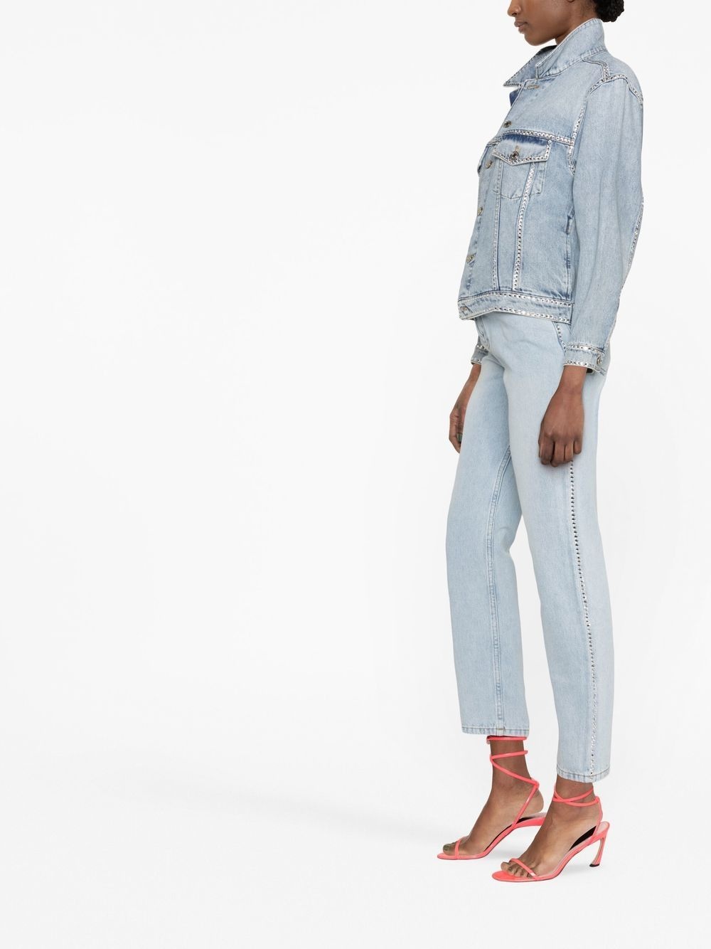 crystal-embellished denim jacket - 3