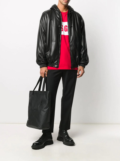 MSGM faux-leather hooded jacket outlook