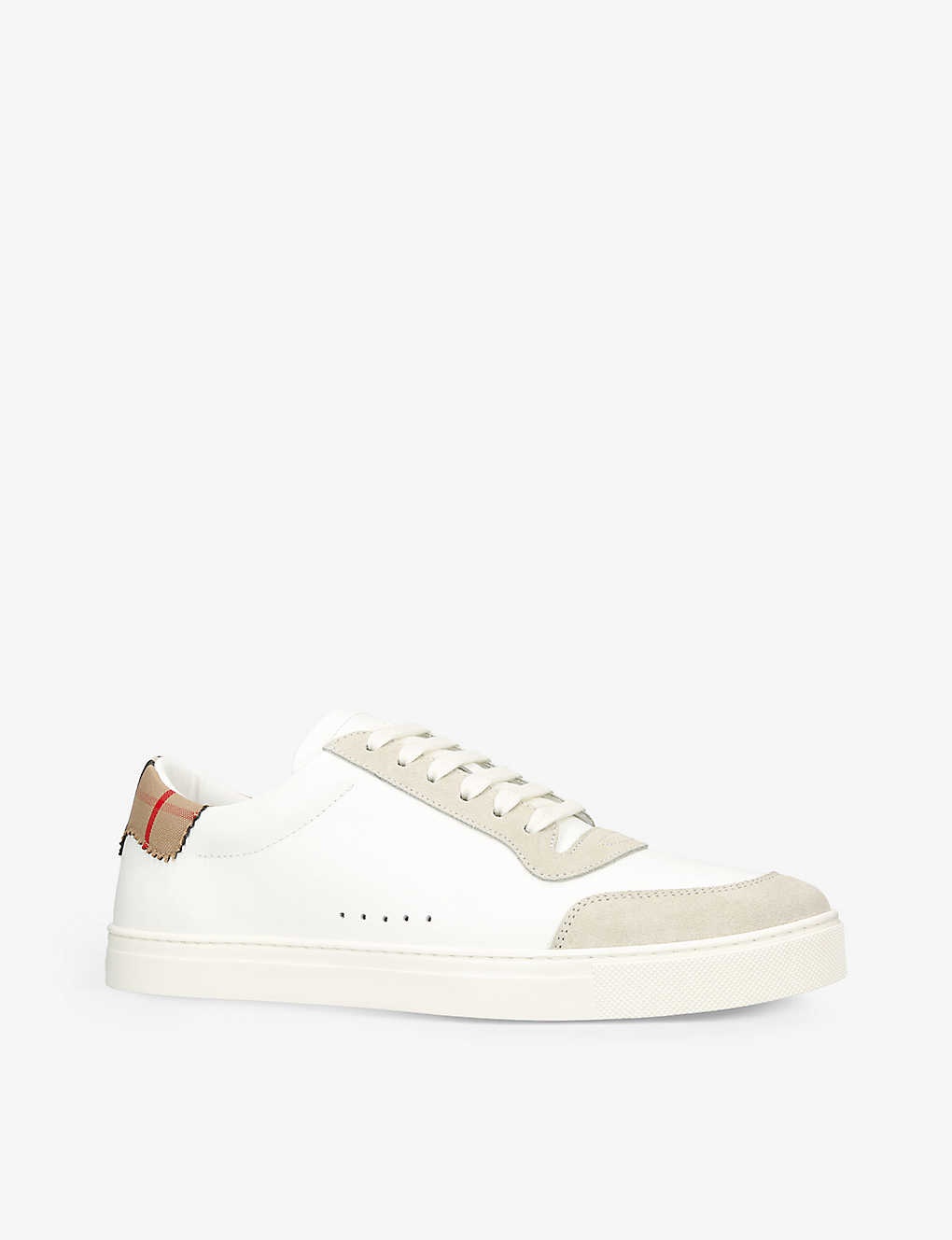 Robin check-insert leather low-top trainers - 3