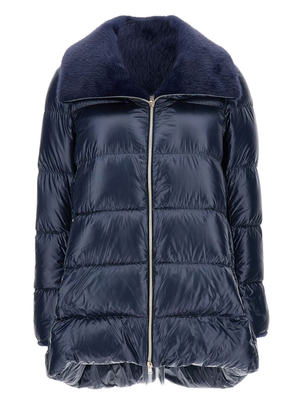 faux fur-trim padded coat - 1