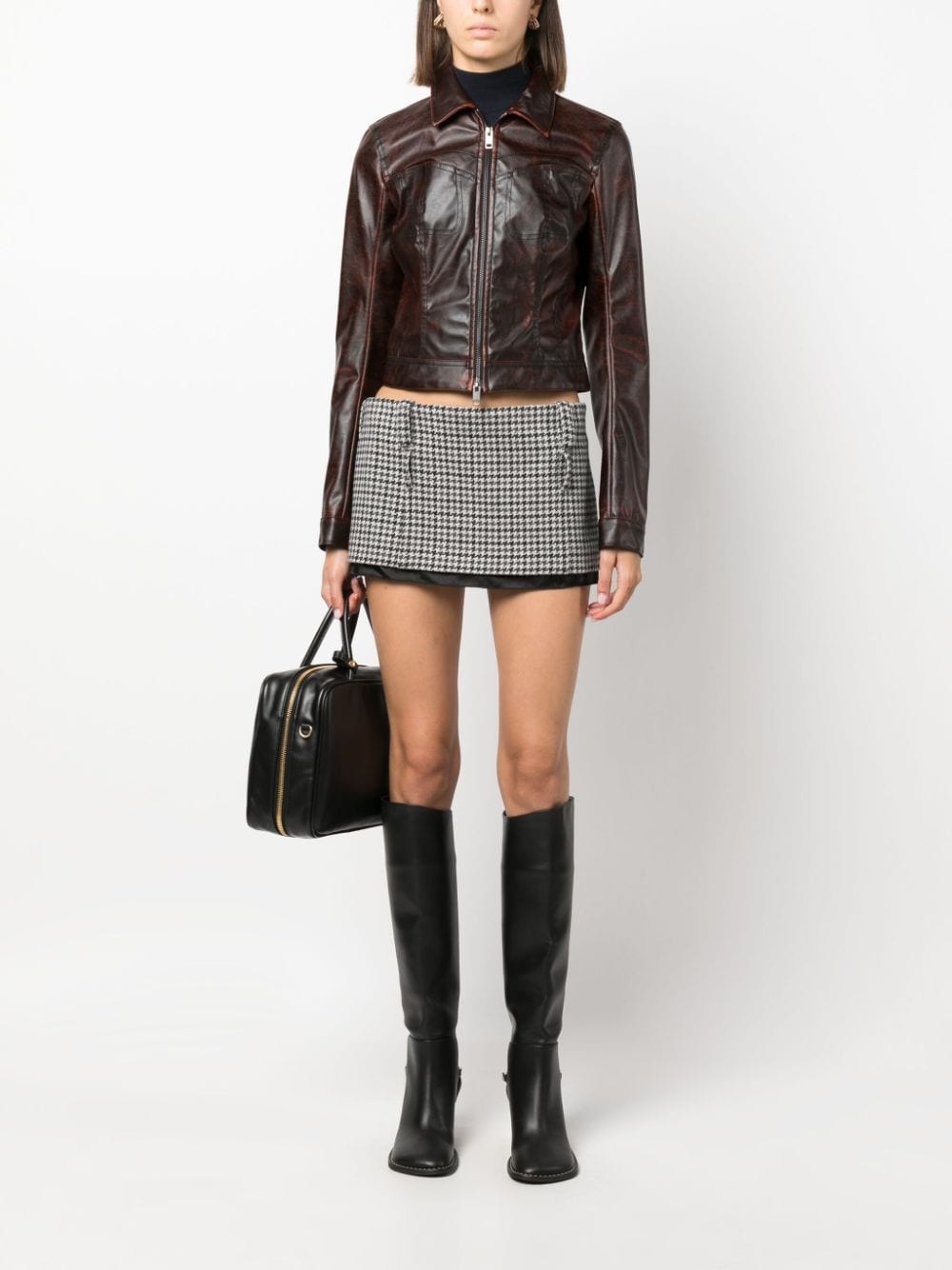 houndstooth-pattern virgin-wool miniskirt - 2