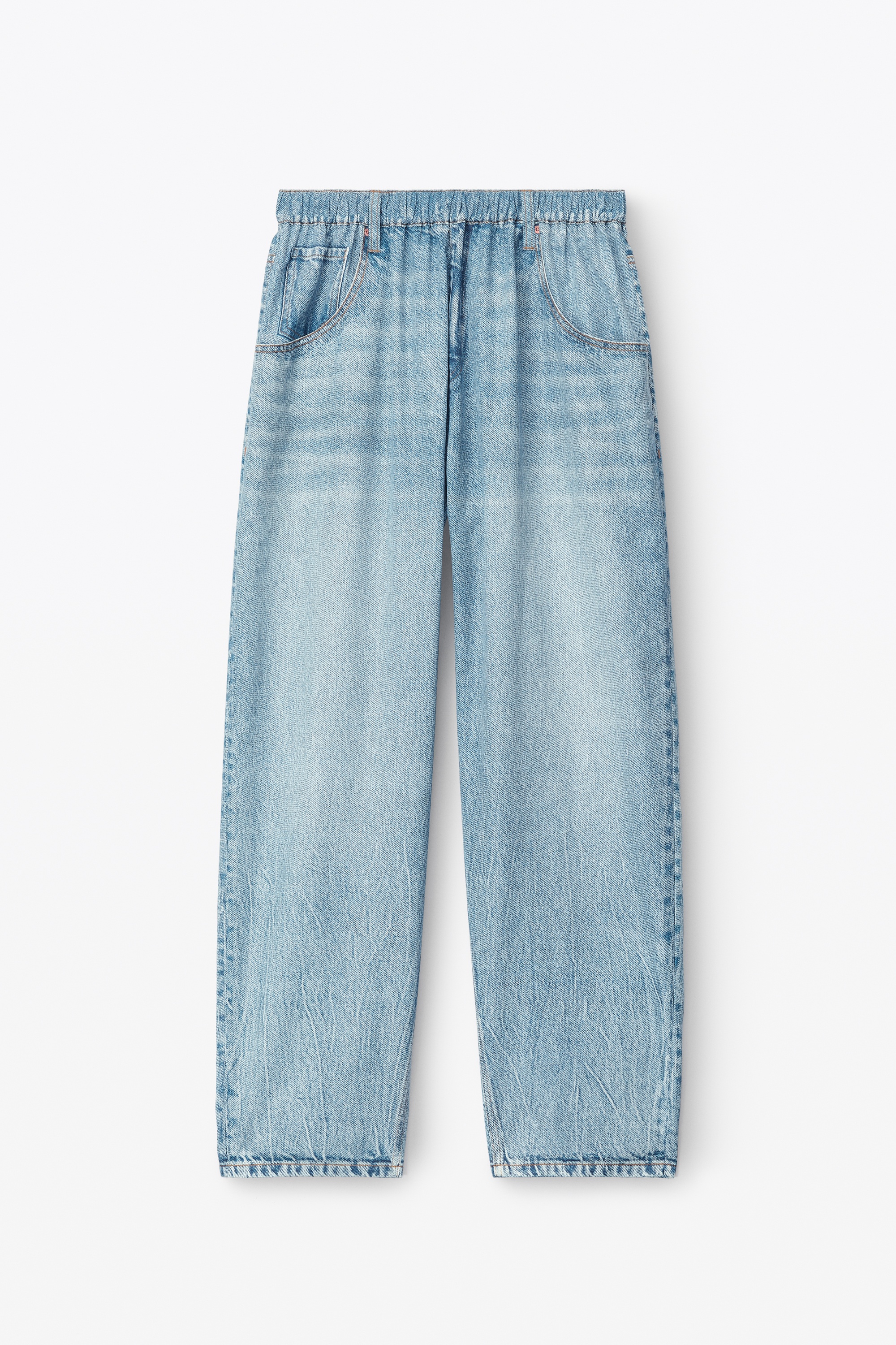 printed denim track pant in nylon - 1