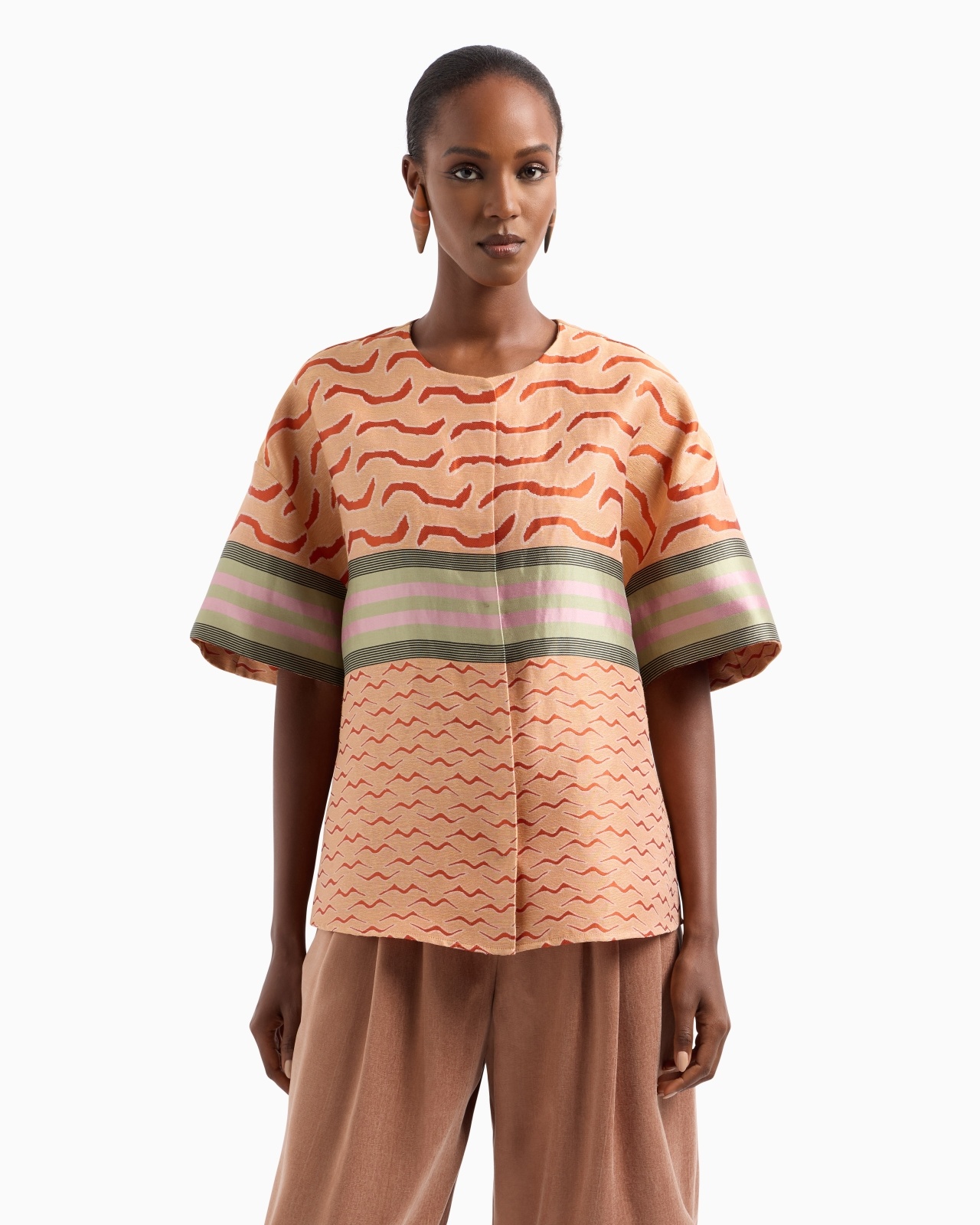 LINEN, COTTON AND SILK-BLEND JACQUARD SHIRT - 3