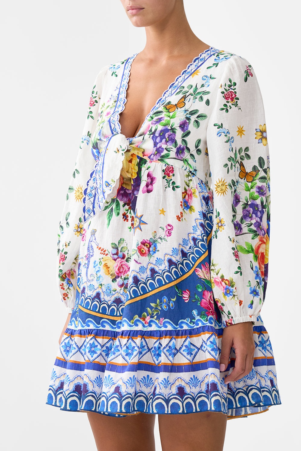 SHORT TIE FRONT BLOUSON DRESS - 5