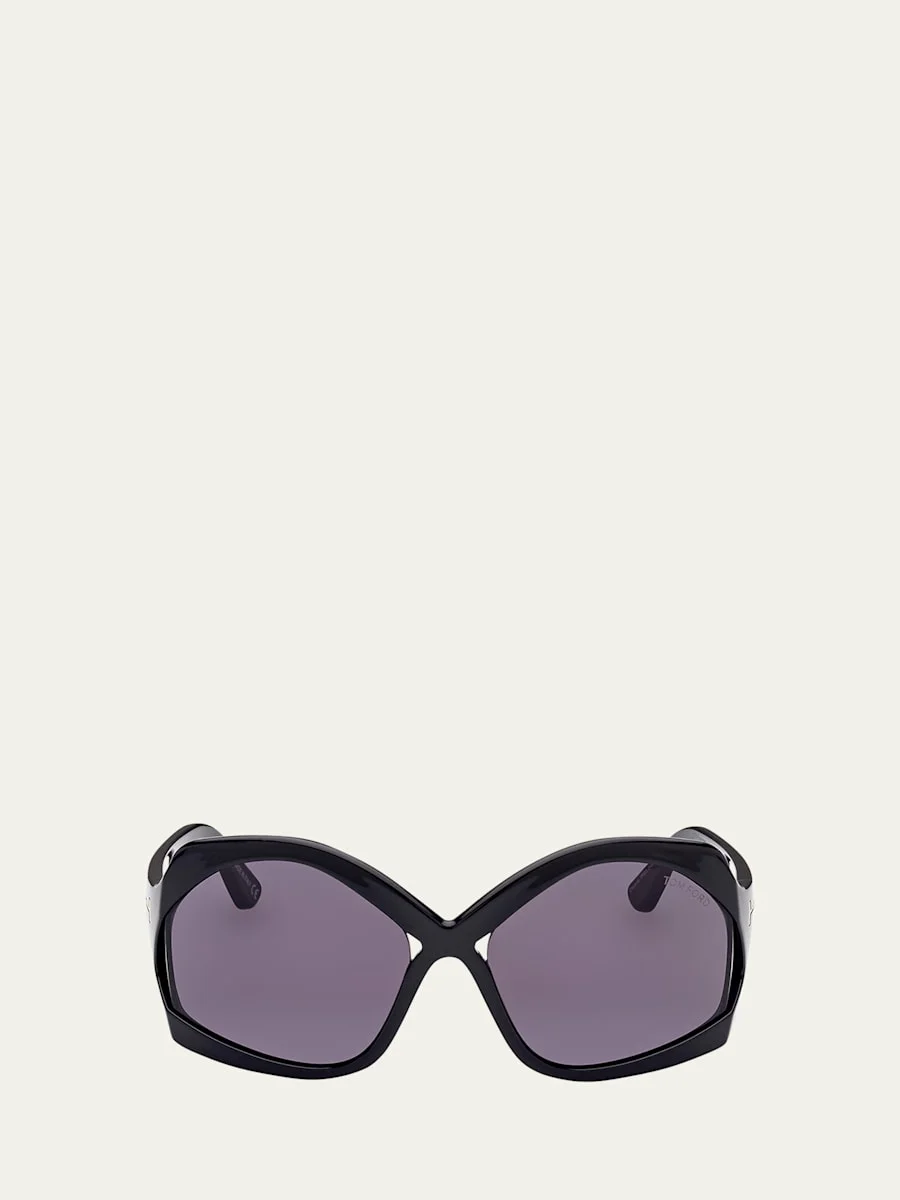 Cheyenne Cross-Bridge Acetate Butterfly Sunglasses - 1