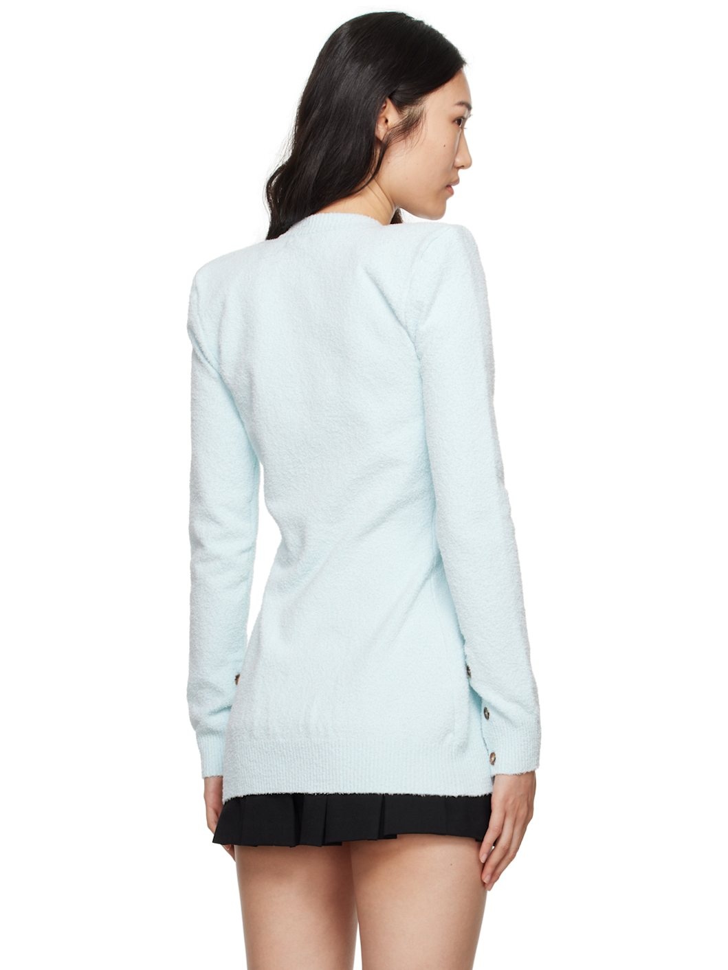Blue Padded Shoulder Cardigan - 3