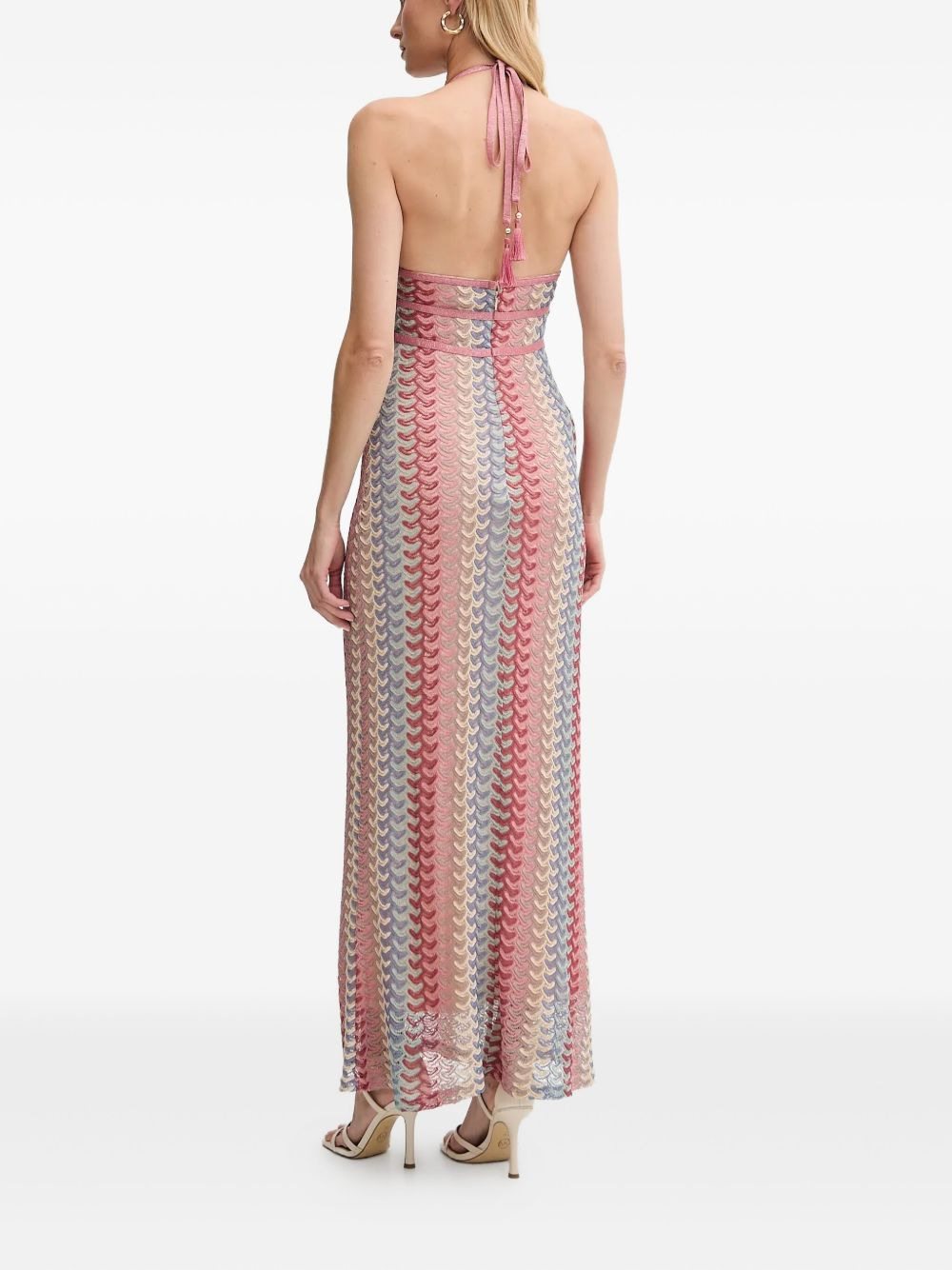halterneck crochet maxi dress - 3