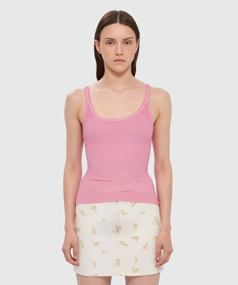 MSGM Pink ribbed viscose top outlook