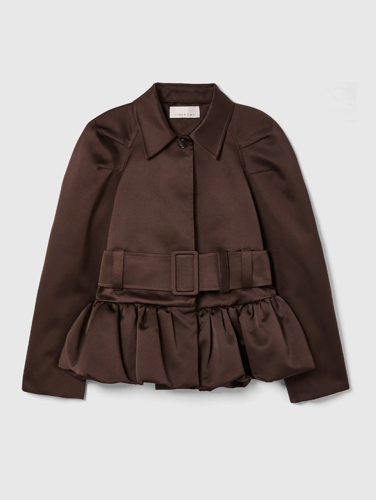 CHOCOLATE PEPLUM RAINCOAT - 1