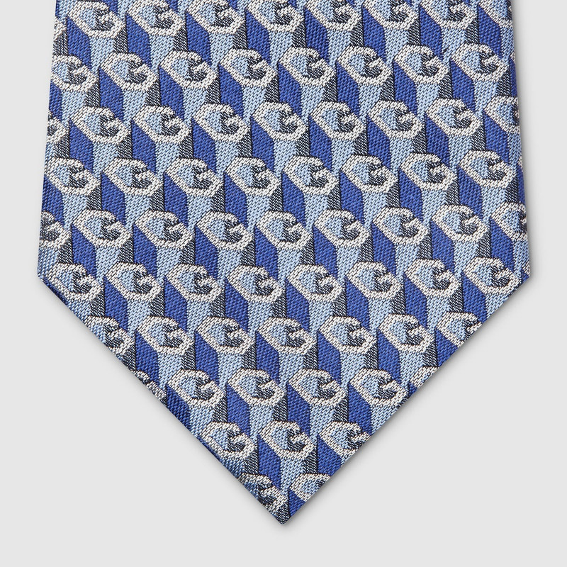Geometric G silk jacquard tie 4