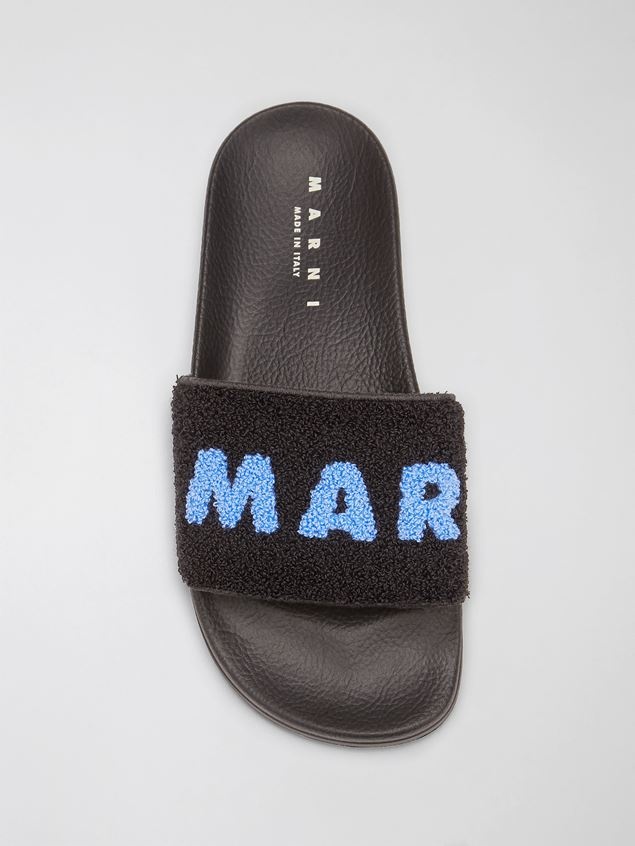 RUBBER SANDAL WITH BLACK AND BLUE TERRY-CLOTH BAND - 4
