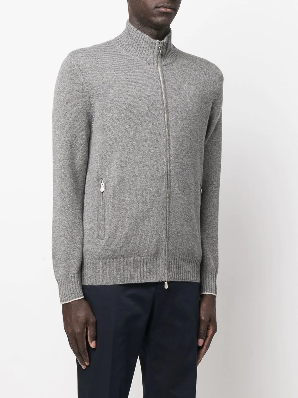 funnel neck zip-up cashmere jumper - 3