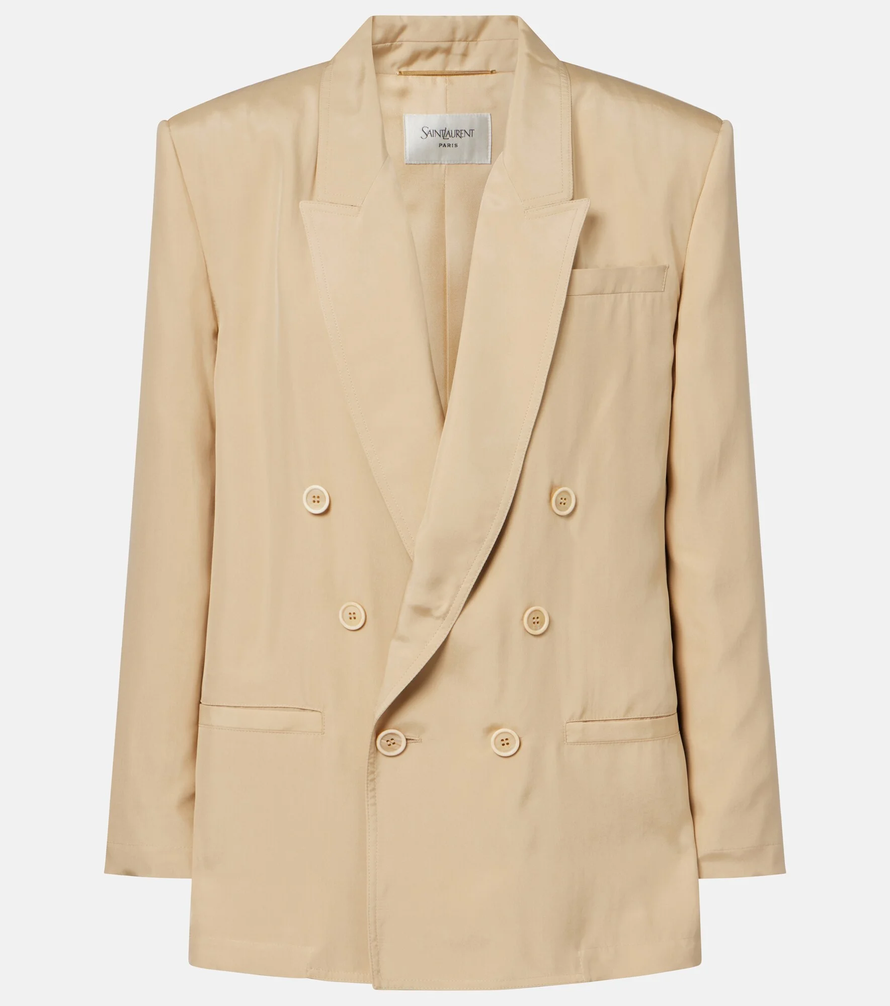 Double-breasted oversized silk blazer - 1