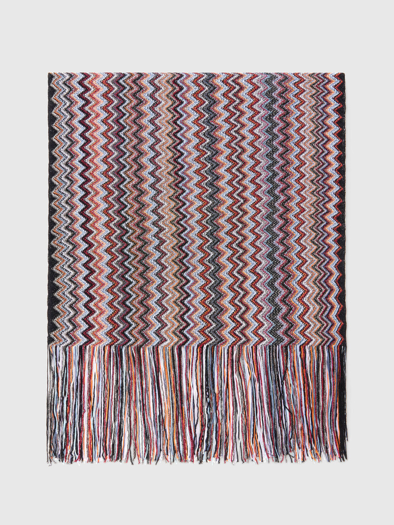 Viscose and cotton zigzag scarf with fringes 1