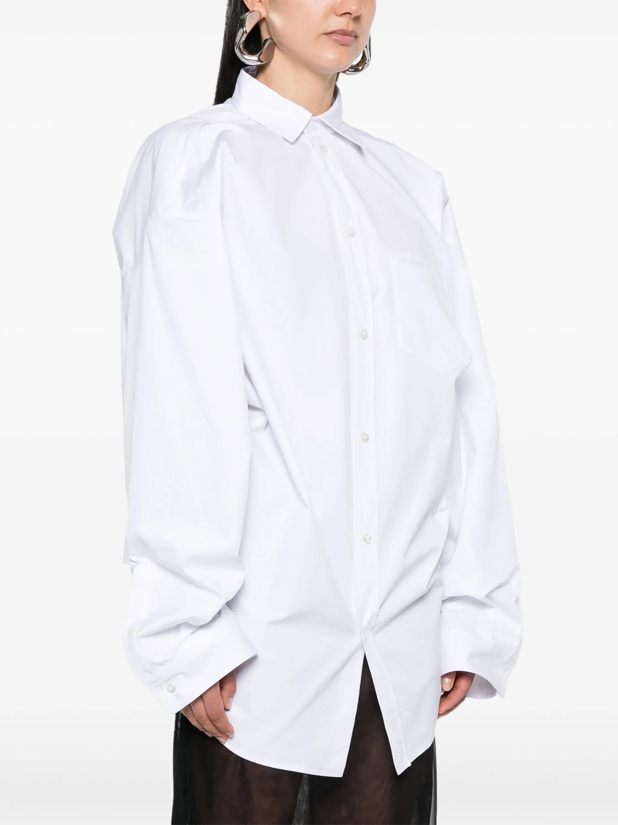 Asymmetric Poplin Shirt - 4