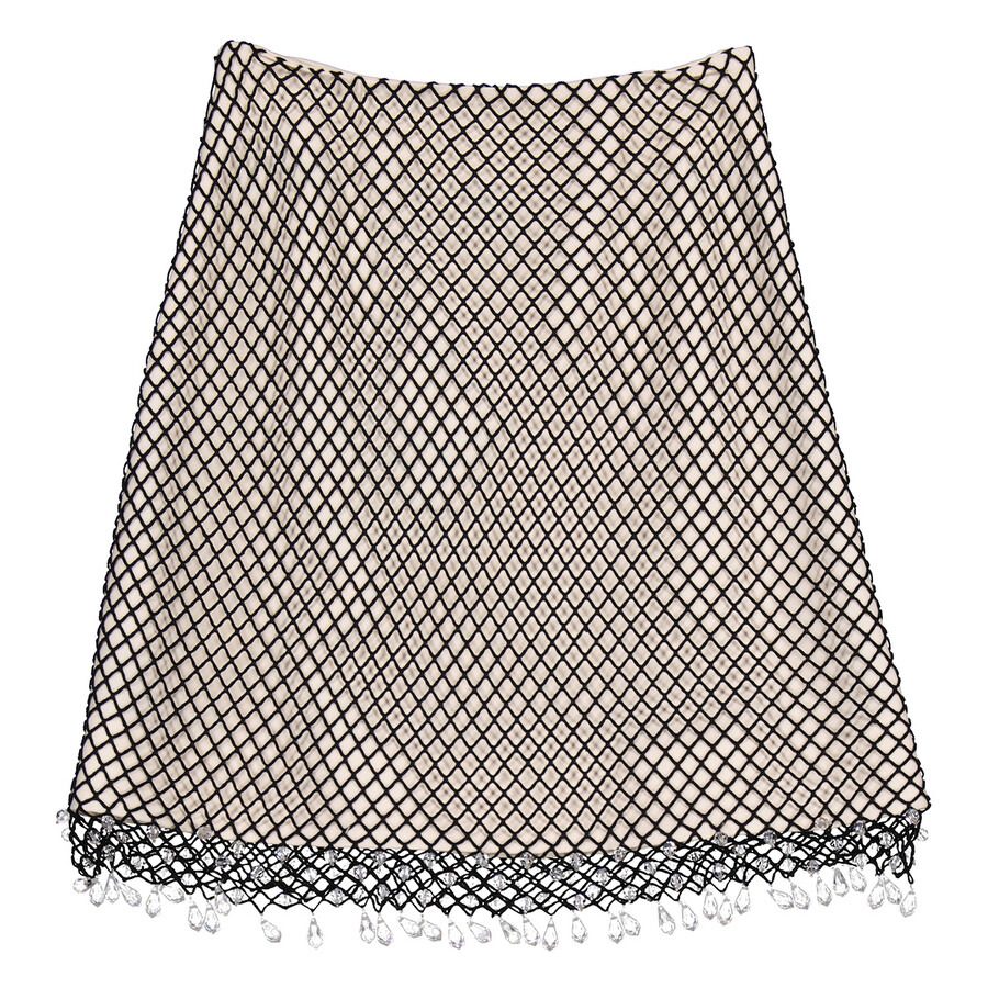 Burberry Ladies Natural White Gloria Crystal-Embellished Fishnet Mini Skirt - 7
