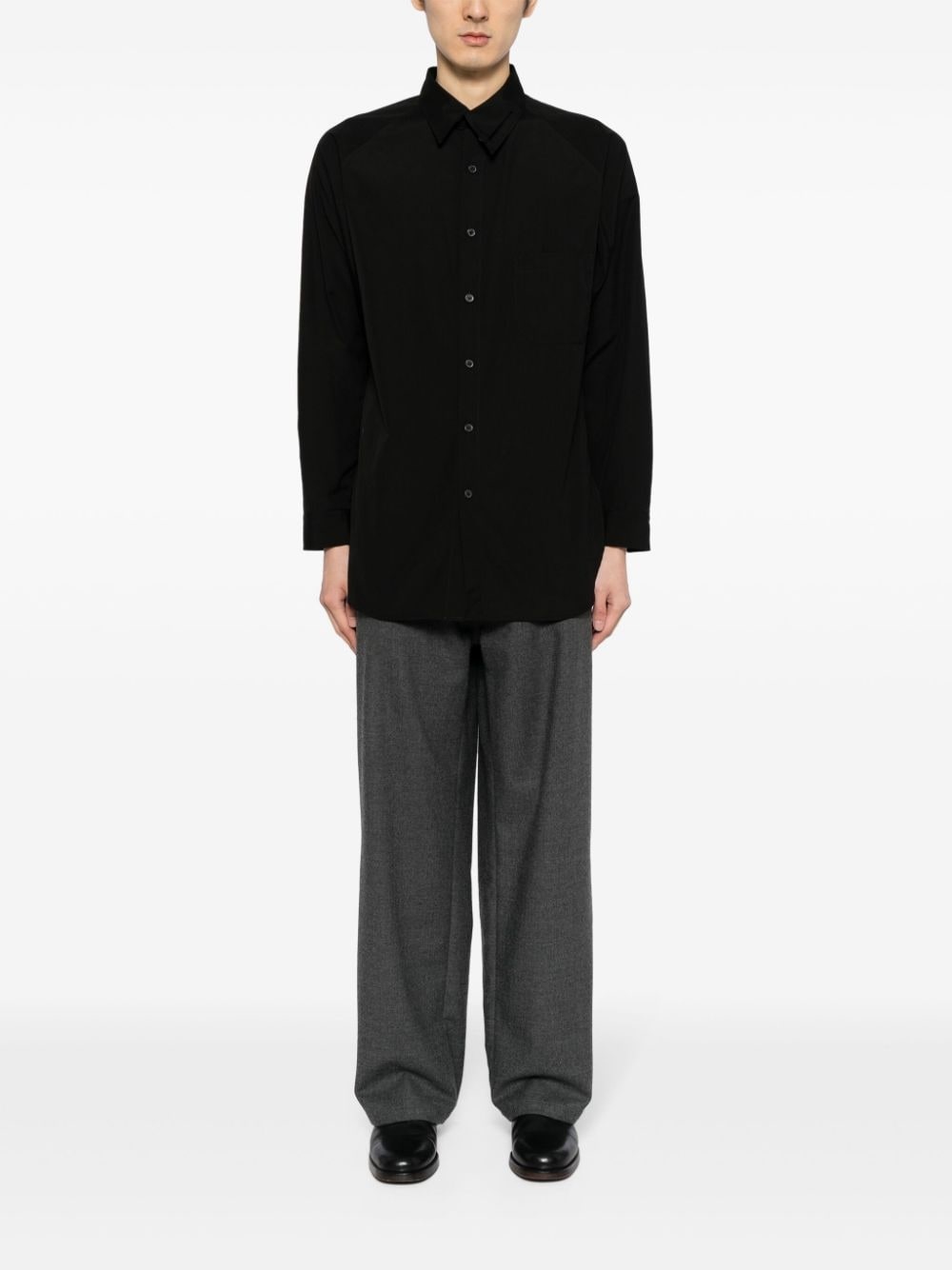 asymmetric-collar cotton shirt - 2