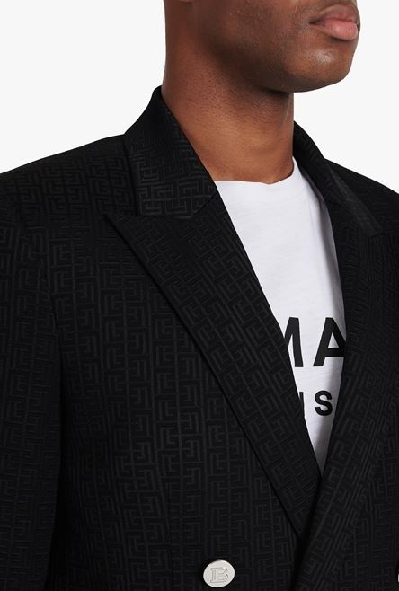Black eco-designed crepe blazer with Balmain monogram - 8