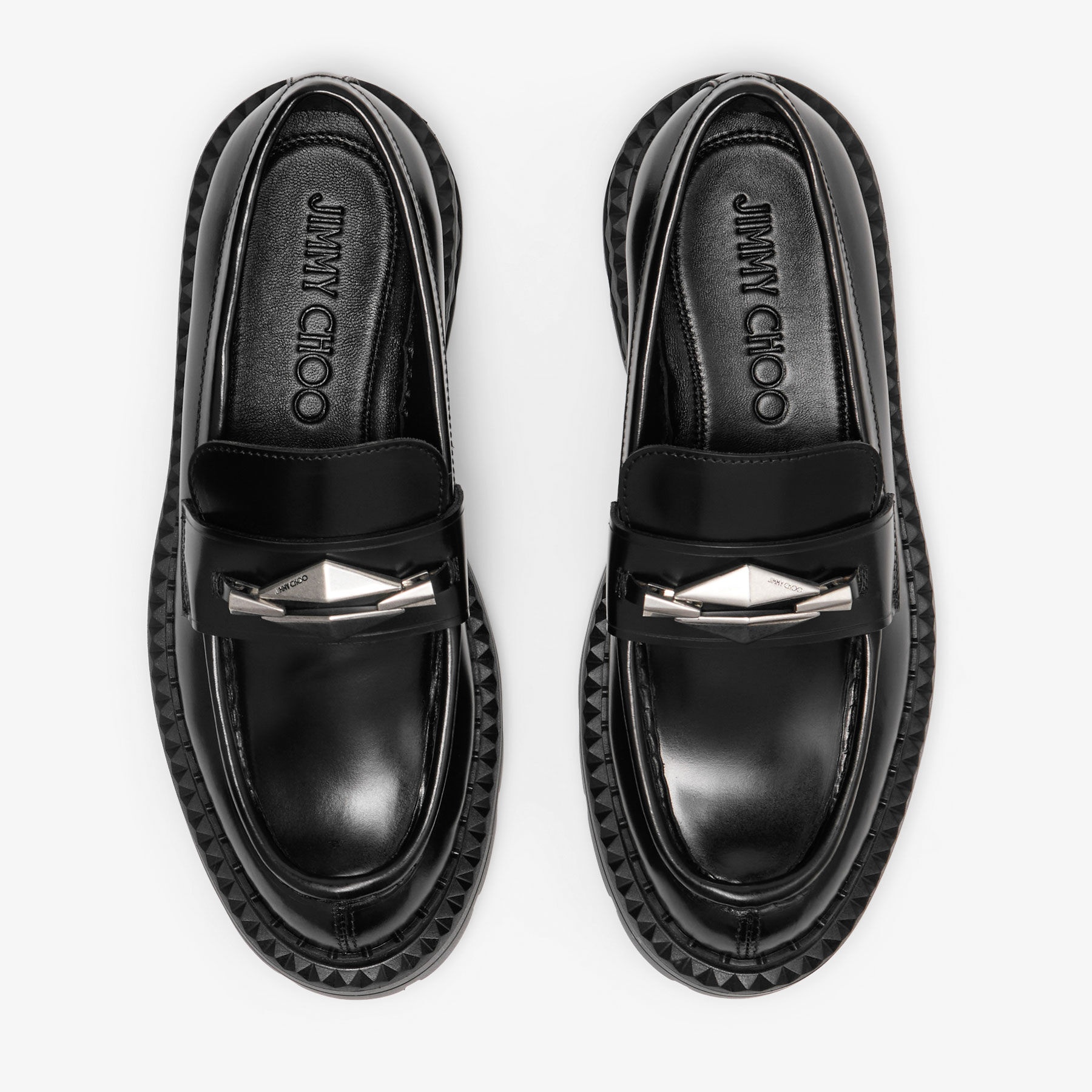 JIMMY CHOO MARLOWDIAMONDFJWVBLACKCRYSTAL 関税送料込 JIMMY CHOO Marlow Diamond/M Black Leather Shoes | REVERSIBLE