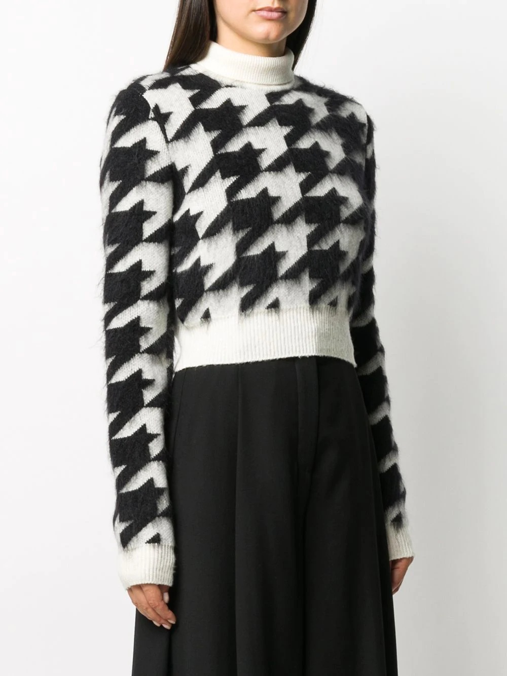 cropped houndstooth knit jumper - 3