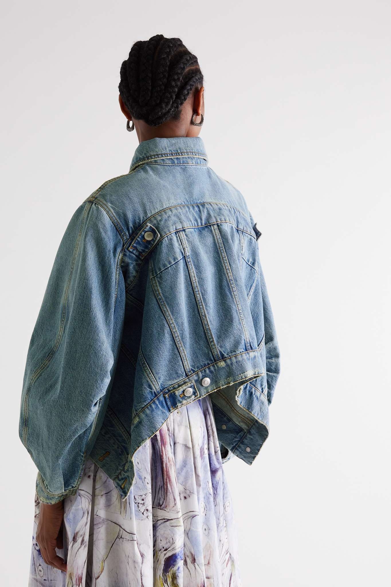 Draped denim jacket - 4