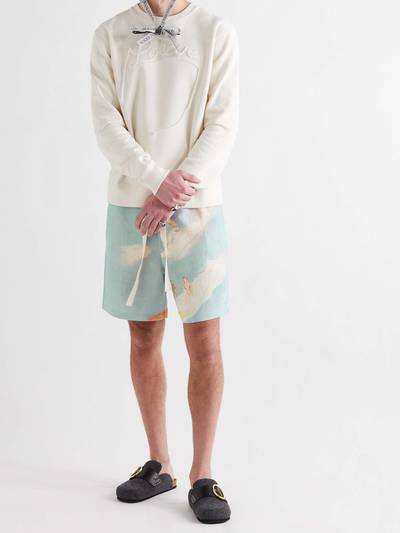 JW Anderson Logo-Embroidered Printed Linen Drawstring Shorts outlook