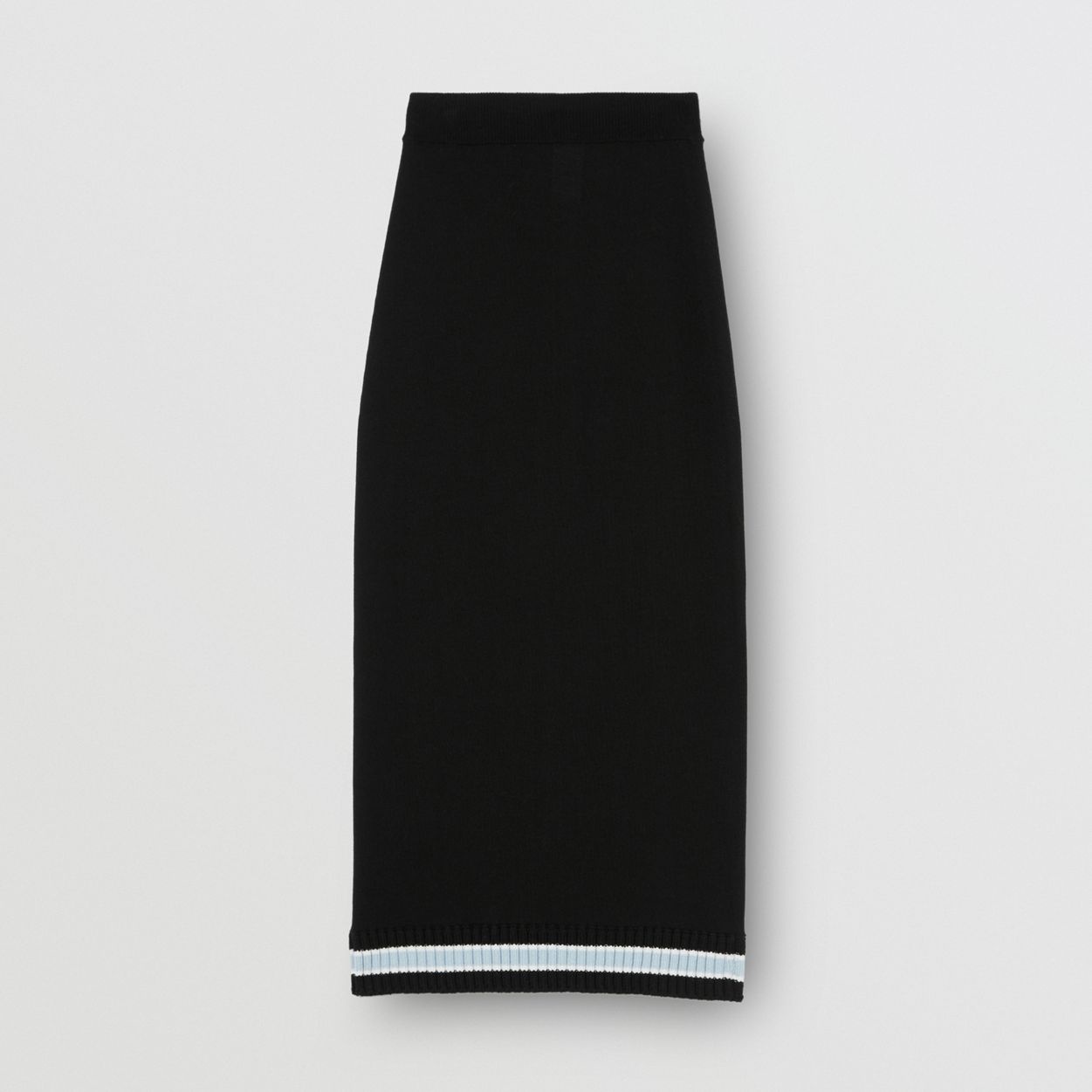 Rib Knit Stripe Detail Wool Skirt - 1