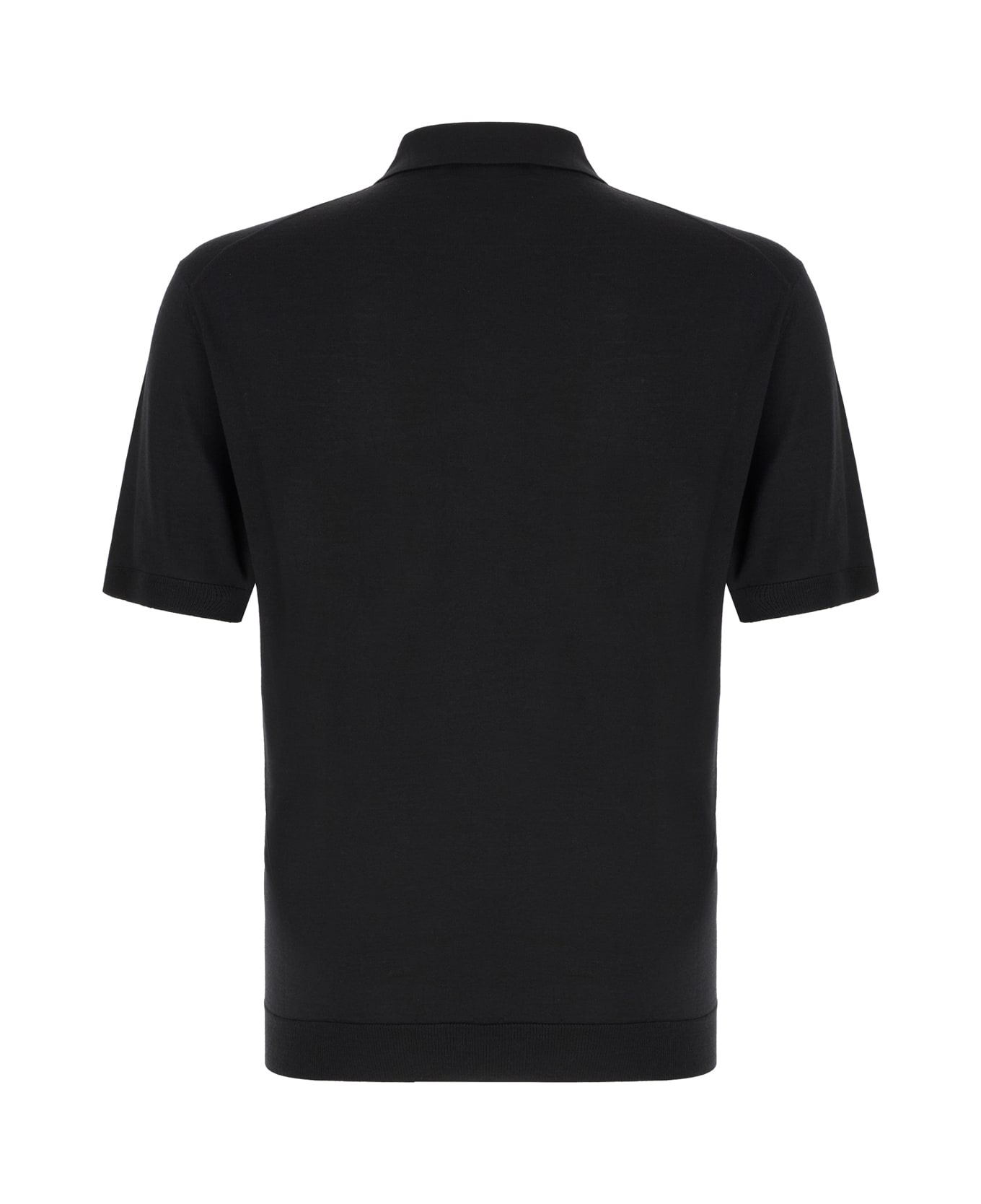 Black Wool Polo Shirt - 2