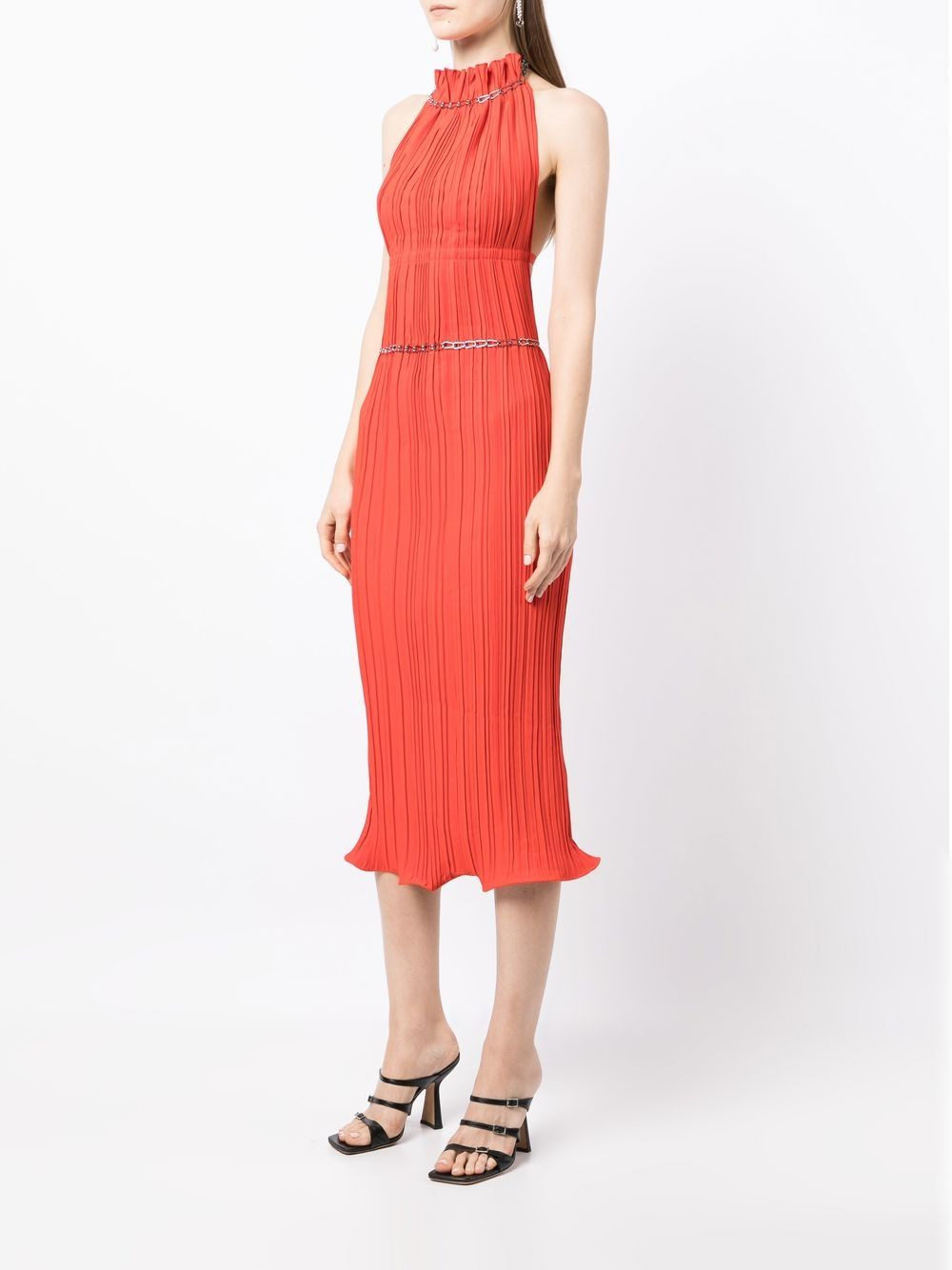 chain-detail pleated midi dress - 3