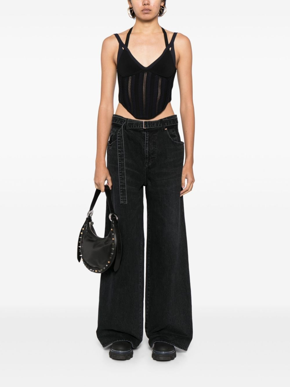 Sacai Women Wide-Leg Denim Jeans - 4