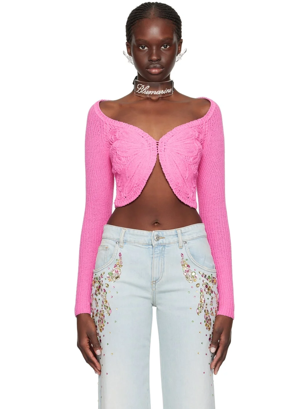 Pink Embroidered Cardigan - 1