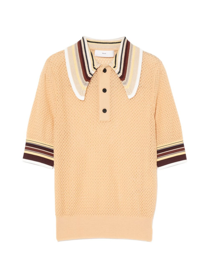 lace-knitted polo top 1