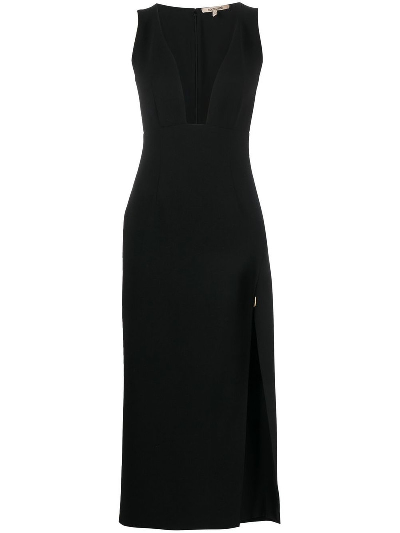 V-neck side-slit dress 1