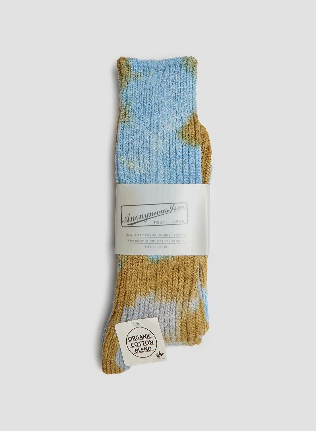 Anonymous Ism L/G Organic Crew Sock in Gold/Blue - 1