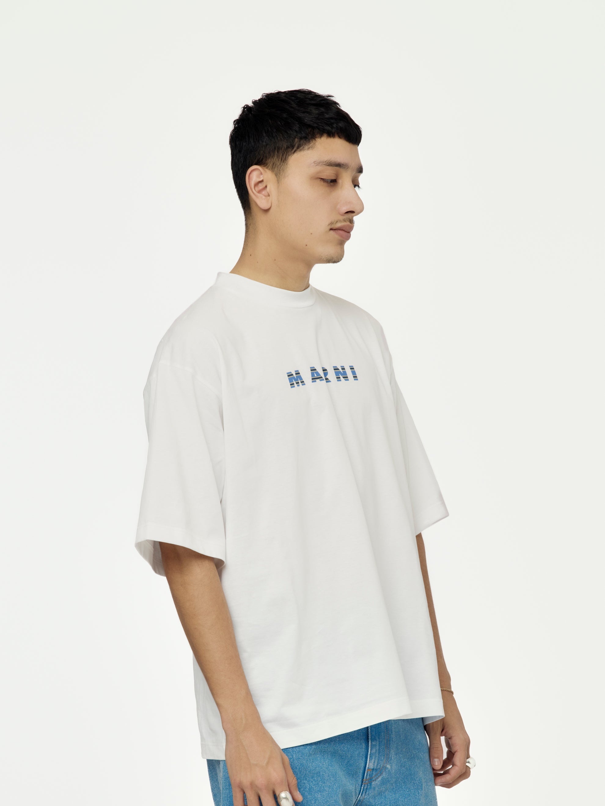 MARNI PRINTED STRIPES LOGO T-SHIRT (LILY WHITE) - 2