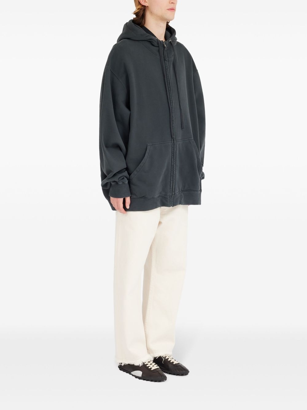 zipped drawstring hoodie - 3