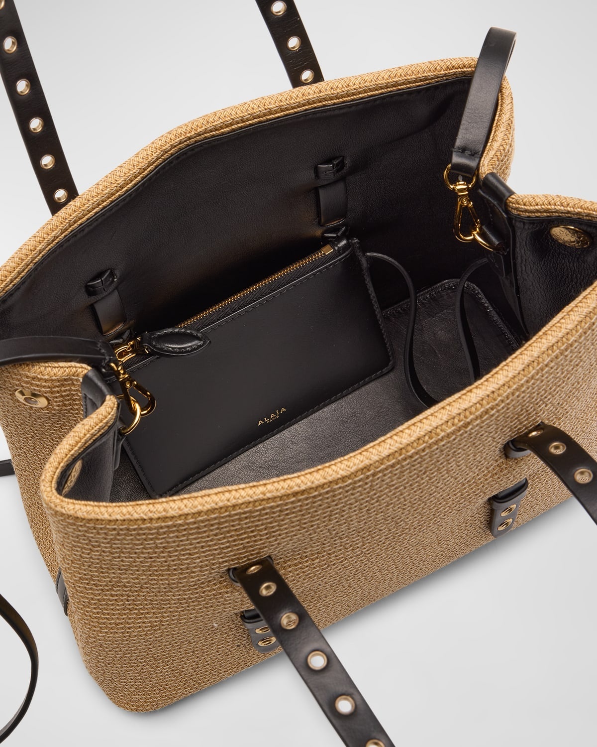 Mina 25 Shoulder Bag in Paper Straw and Leather - 2