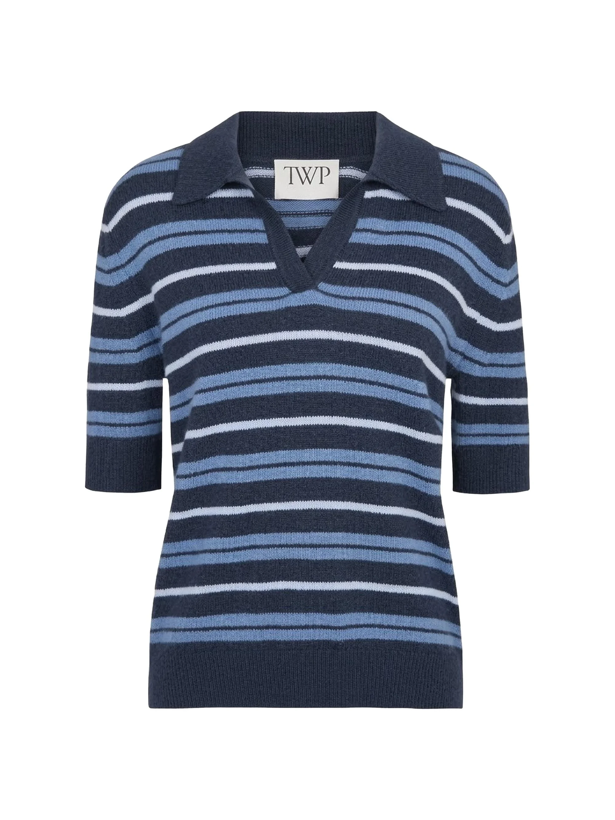 Women's Slightly Oversized Cashmere Polo Shirt - Night Sky Multi - 1