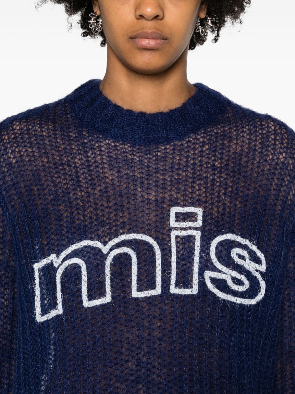 logo-print open-knit jumper - 5