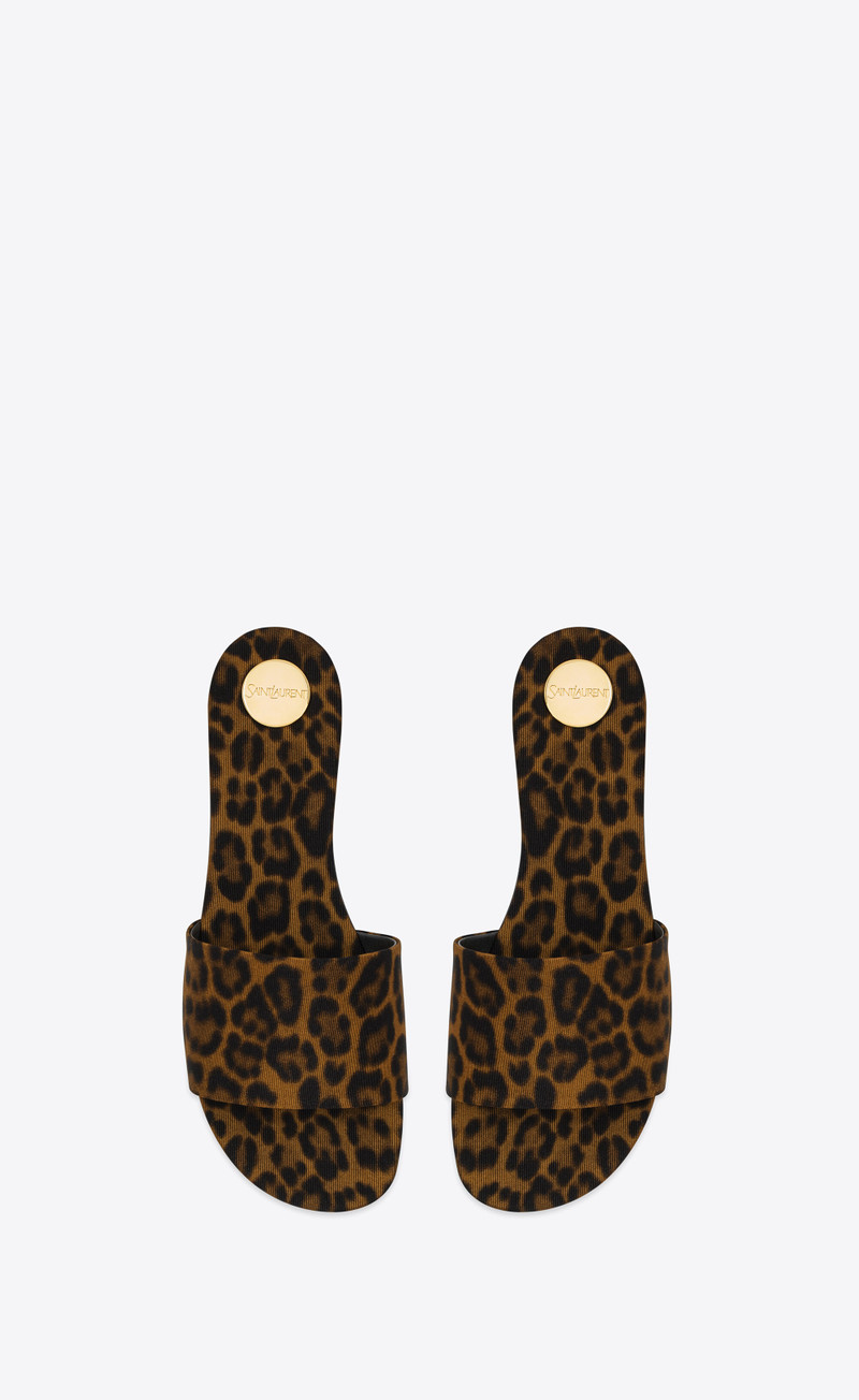 SAINT LAURENT carlyle slides in leopard grosgrain outlook